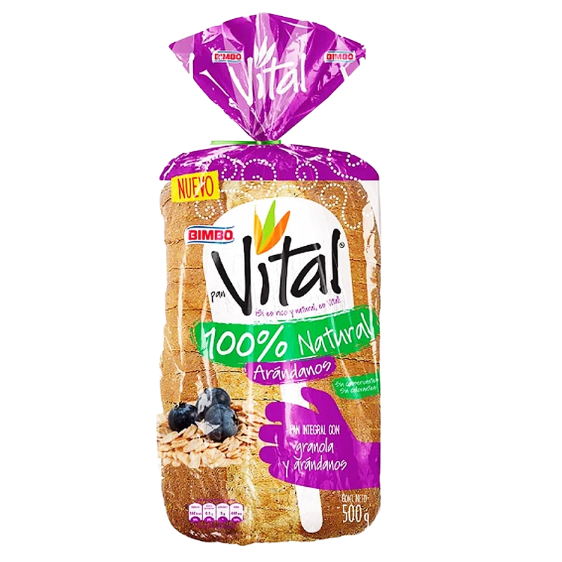 PAN VITAL BIMBO CON GRANOLA ARANDANOS X 500 G