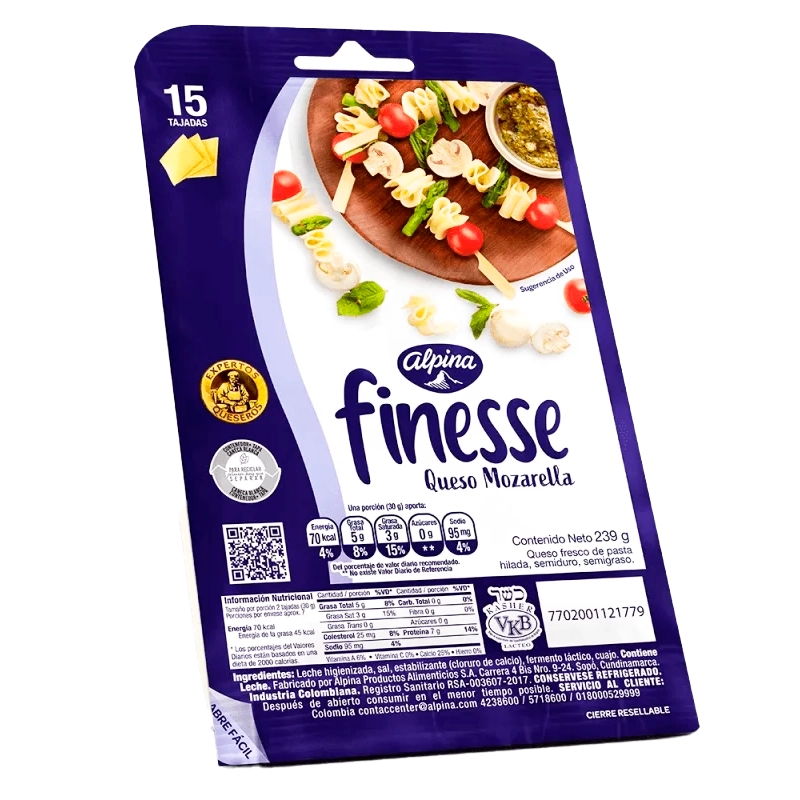 QUESO ALPINA FINESSE TAJADO X 15 X 239 GR