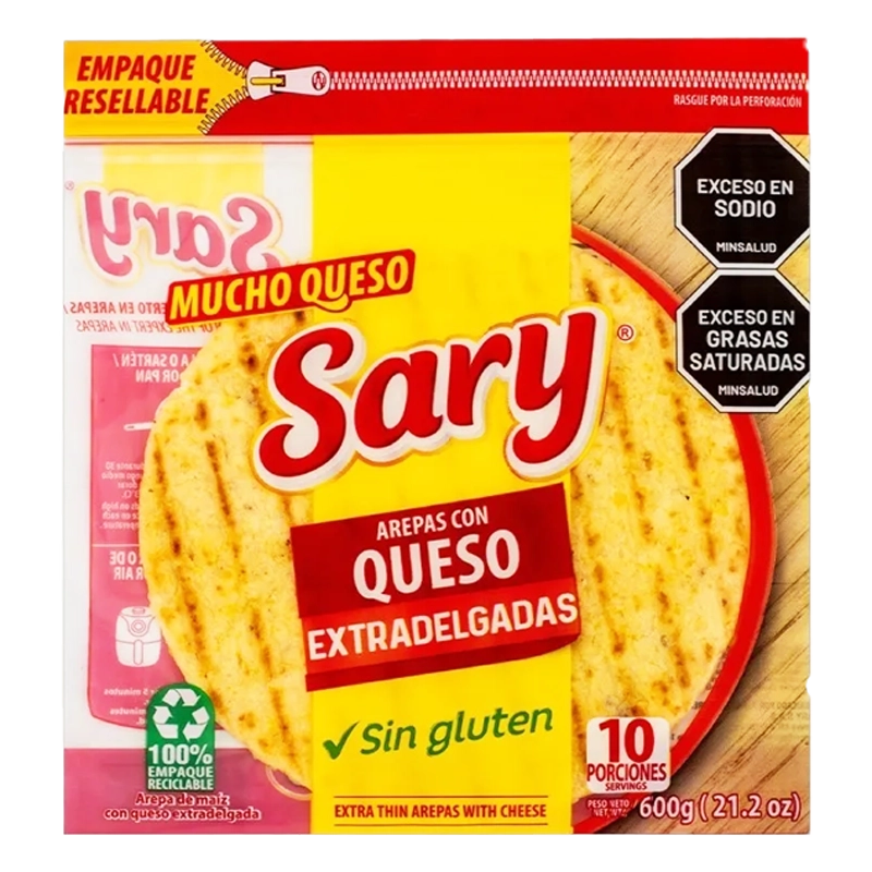 AREPA SARY QUESO EXTRA DELGA X10X 600 GR