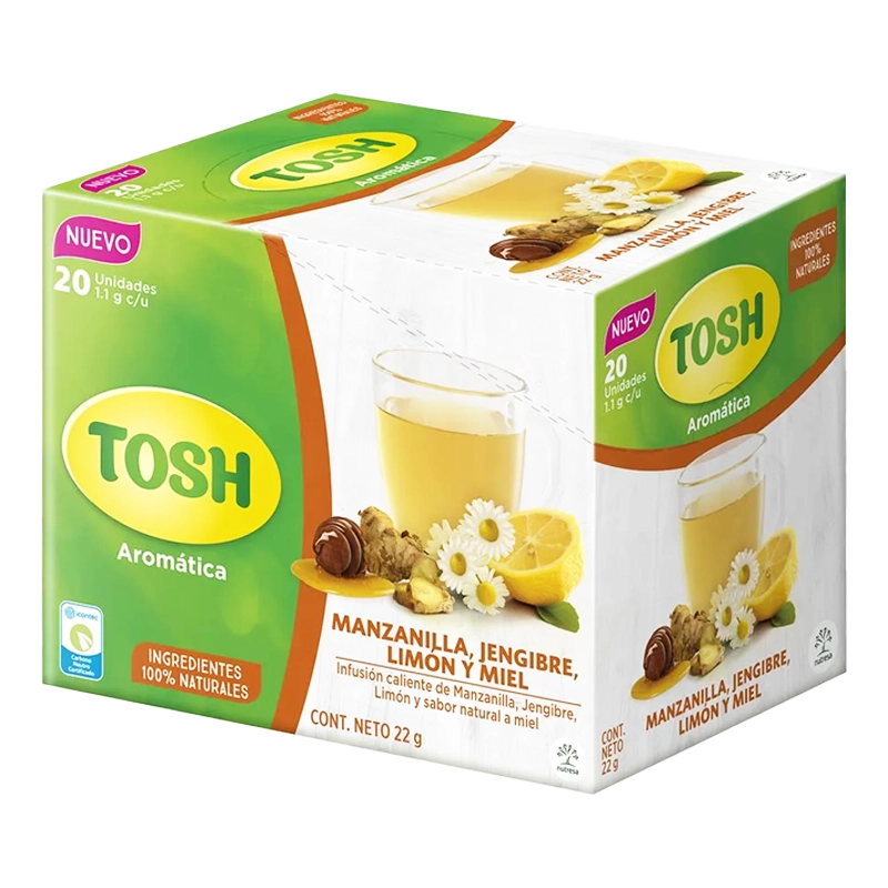 AROMATICA TOSH MANZANILLA LIMON JEGRIBRE Y MIEL X 20 SOB