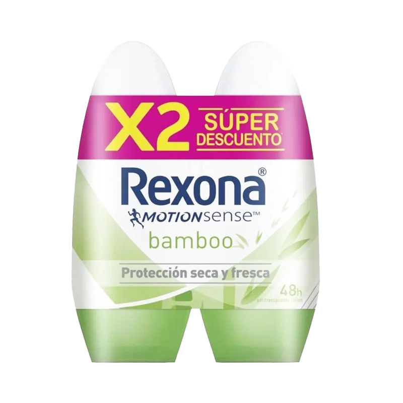 DESODORANTE REXONA ROLL ON BAMBÚ X 2 UNDS X 50 ML C/U