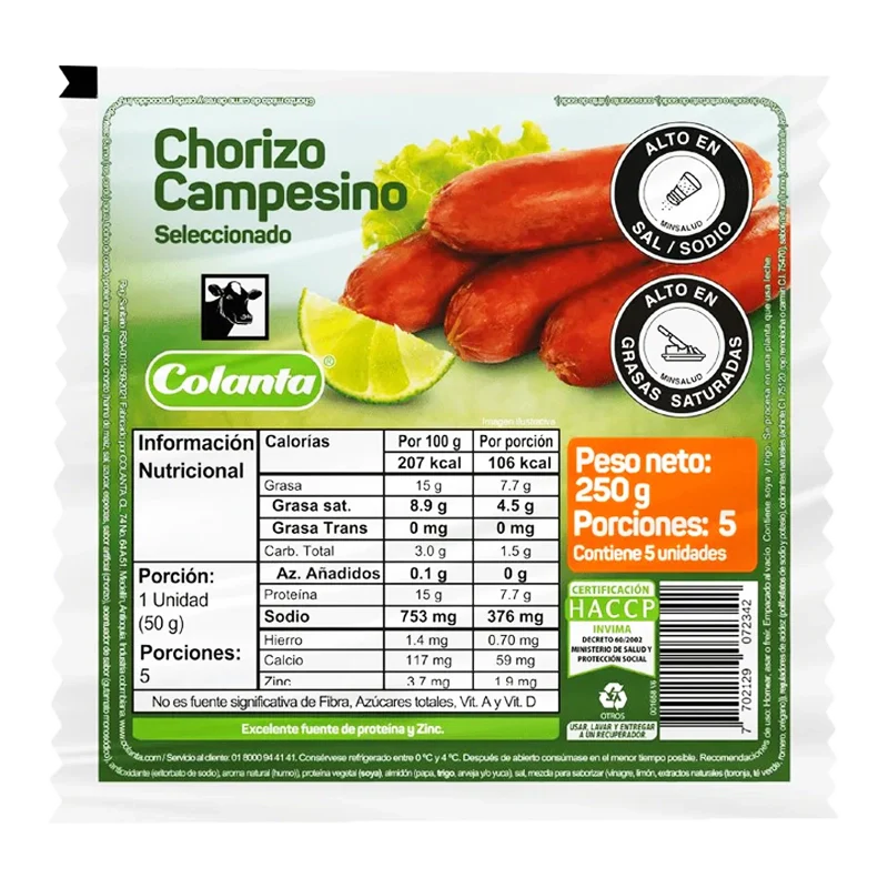 CHORIZO CAMPESINO MONTEFRIO X 250 GR