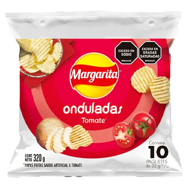 PAPAS MARGARITAS ONDULADAS TOMATE X 10 X 320 G