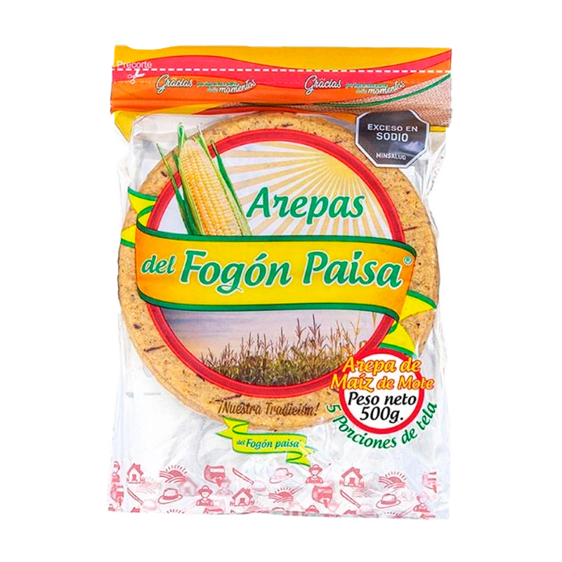 AREPA TELA  MOTE FOGON PAISA X 5 UND