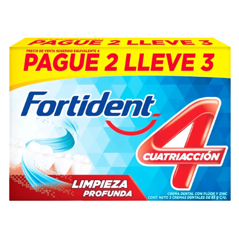 CREMA DENTAL FORTIDENT LIMPIEZA X 3 X 85 ML