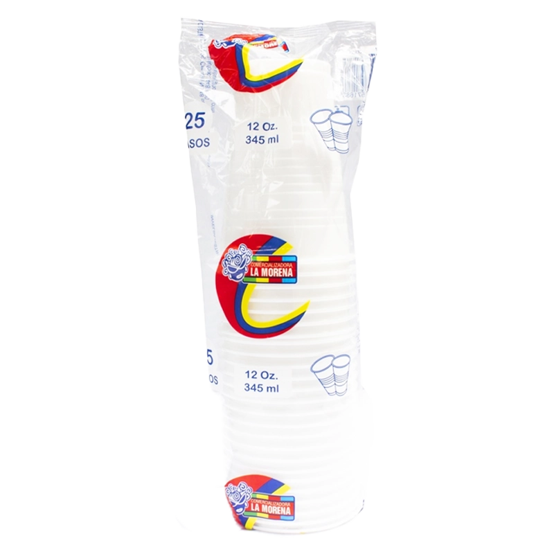 VASO TRANSPARENTE DESECHABLE LA  MORENA 12 ONZ X 25 UND