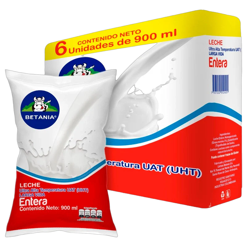 LECHE BETANIA ENTERA UHT  X 900 X 6 UND