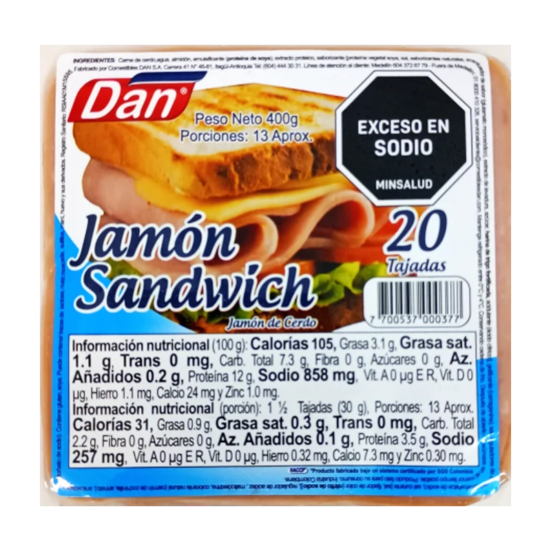 JAMON SANDWICH DAN X 400 GR
