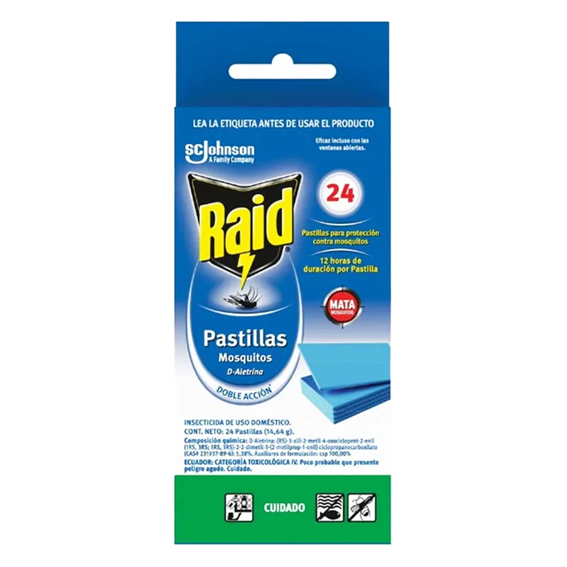 INSECTICIDA RAID PASTILLAS LAMINADAS X 24 C 24