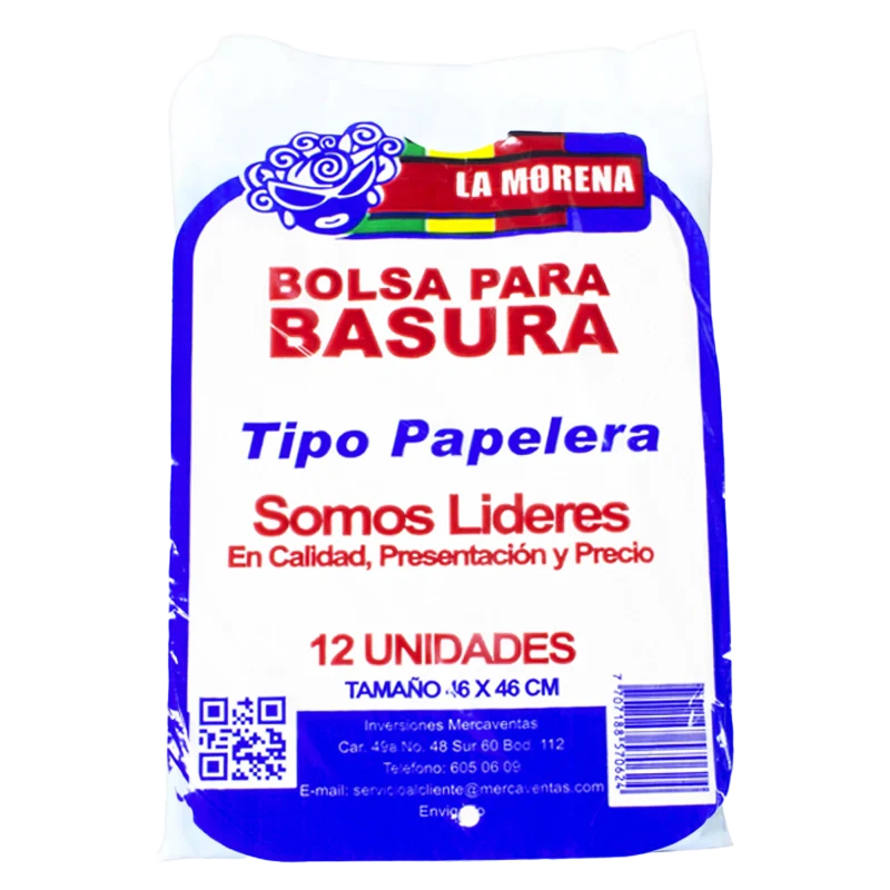 BOLSA BASURA LA MORENA PAPELERA 46X46 PAQX12