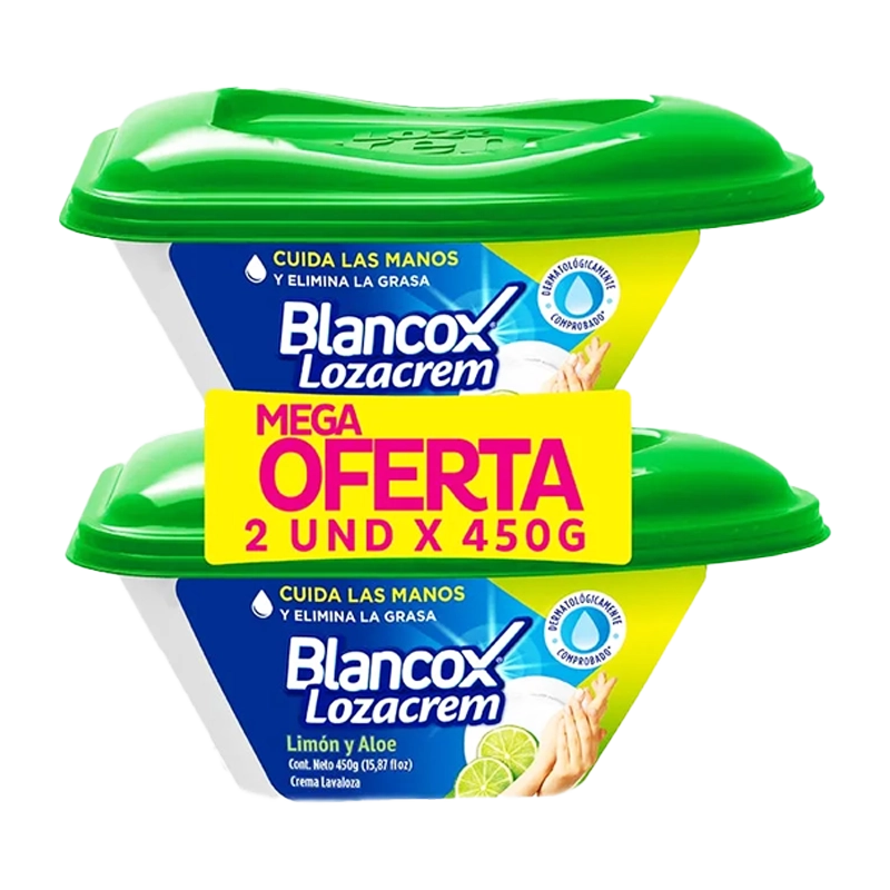CREMA LAVAPLATOS LOZACREM LIMON X 2 X 450 GR C/U