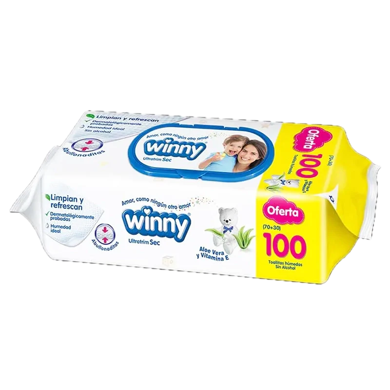 PAÑITOS HUMEDOS WINNY ALOE X70+30 UND
