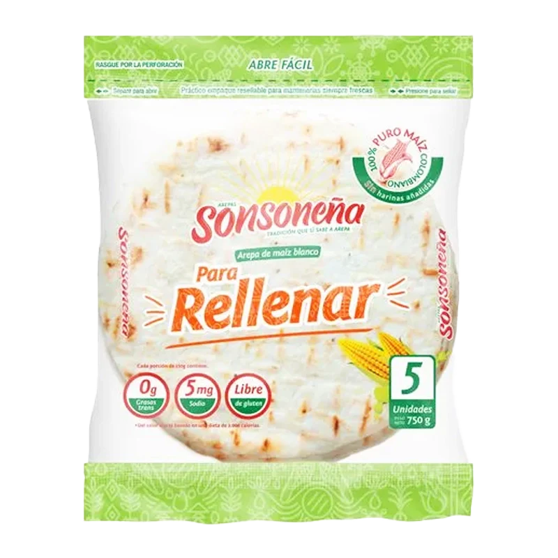 AREPA SONSONEÑA BLANCA RELLENAR  X 750 GR
