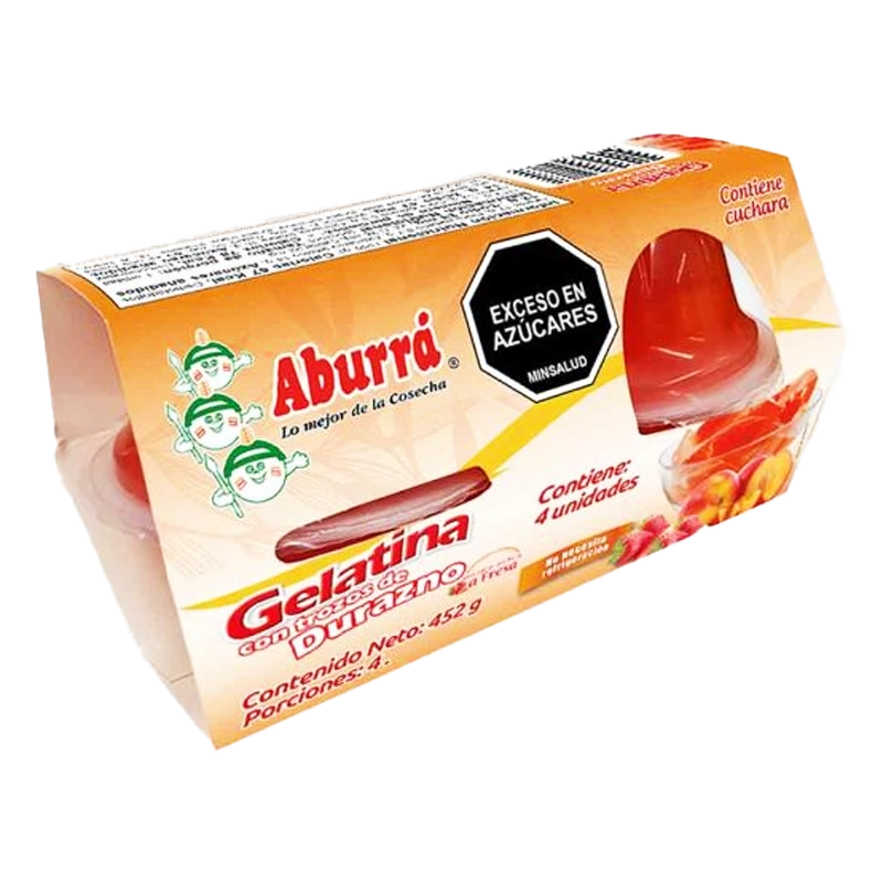 GELATINA TROZOS DE DURAZNO ABURRA X 113 GR
