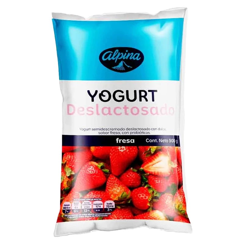 YOGURT DESLACTOSADO FRESA ALPINA X 900 GR