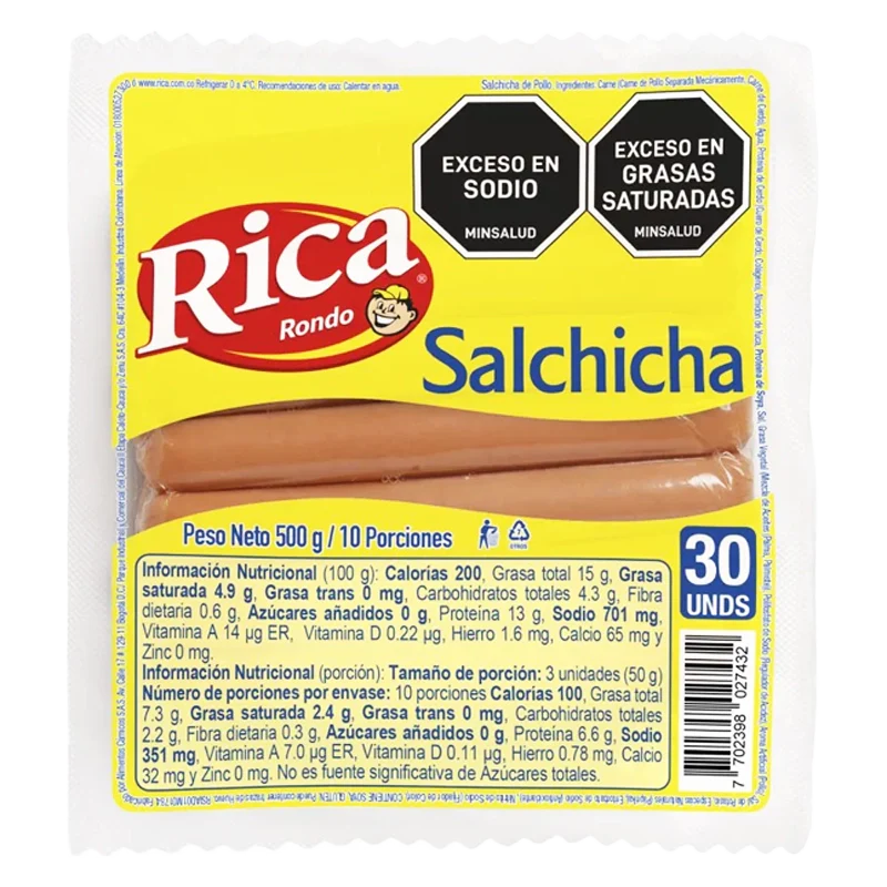 SALCHICHA RICA X 500 GR