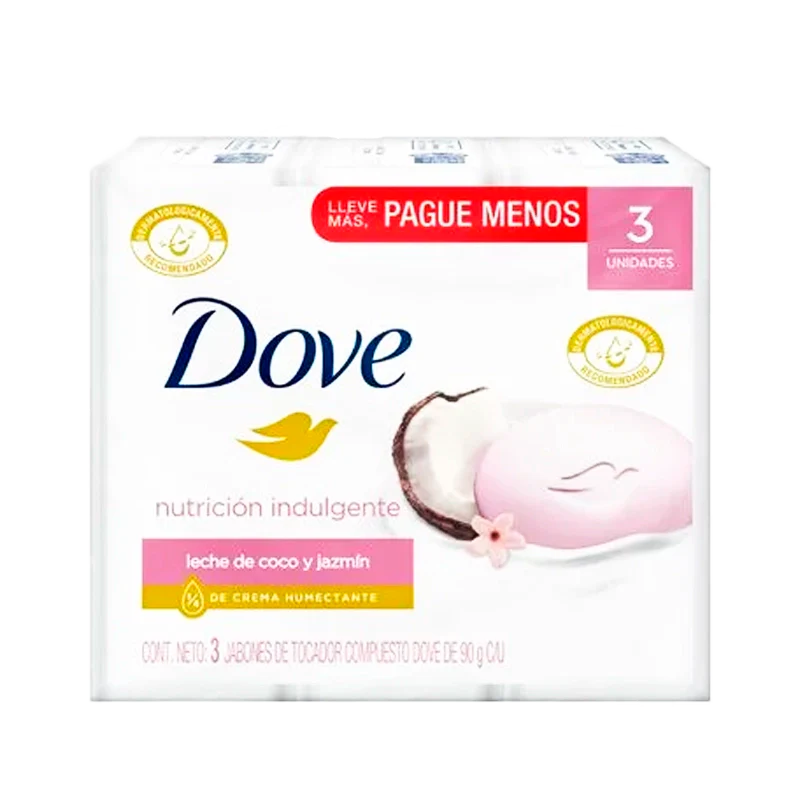 JABON BAÑO DOVE LECHE COCO X 3 X 90 GR