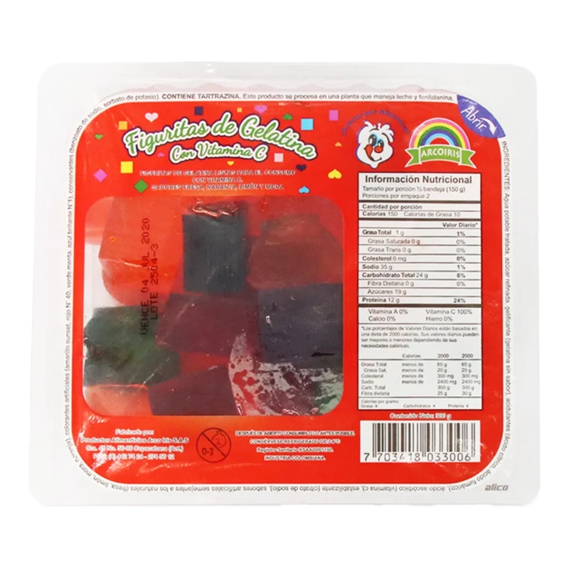 GELATINA EN TROCITOS ARCO IRIS X 300 GR