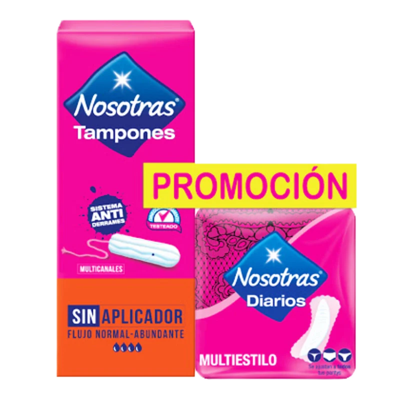 TAMPONES NOSOTRAS SUPER SIN APLICADOR X 10 + PROTECTOR DIARIO