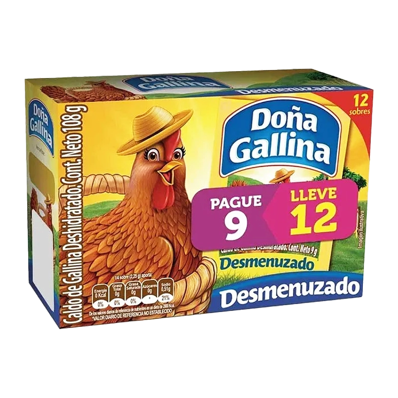 CALDO DOÑA GALLINA DESMENUZADO PAGUE 9 LLEVE 12 UND