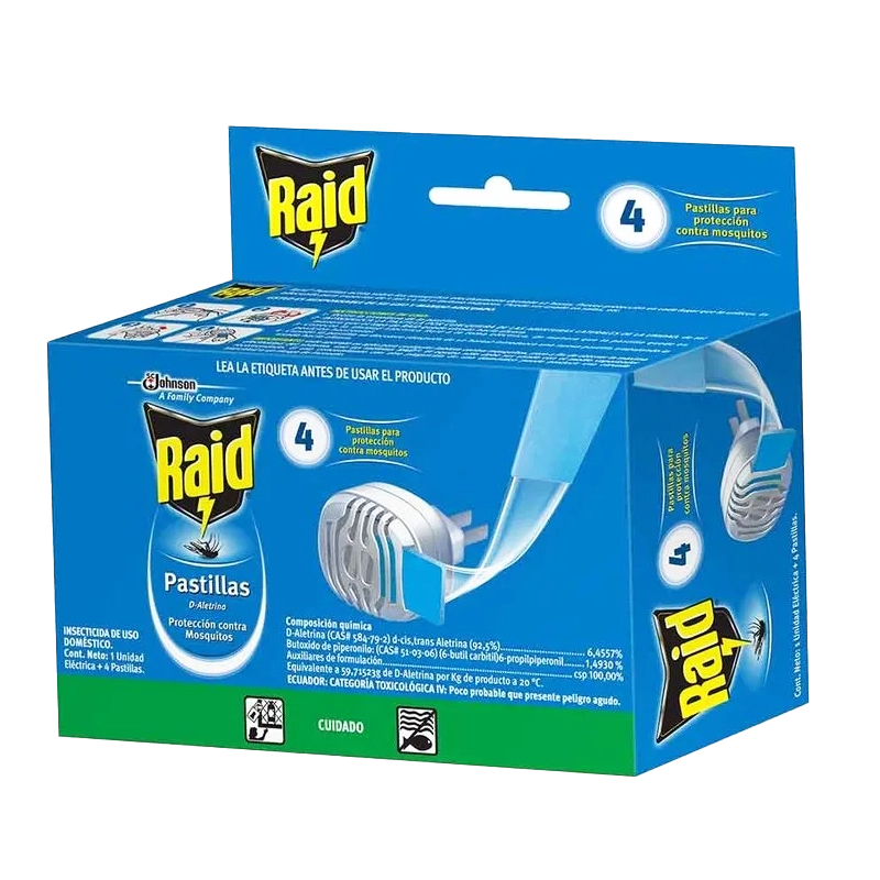 REPELENTE RAID EN PASTILLA PARA INSECTOS VOLADORES X 30 GR + 4 REPUESTOS