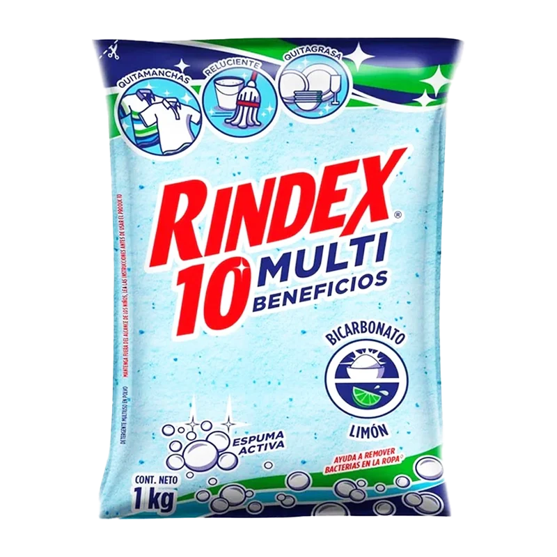 DETERGENTE EN POLVO RINDEX10 MULTIBENEFICIOS X 100 GR