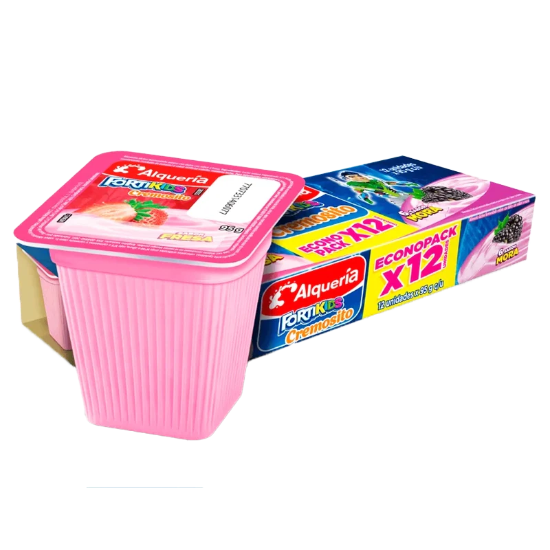 YOGURT FORTI KIDS CUCHARIABLE FRESA MORA X 12 X 95 GR