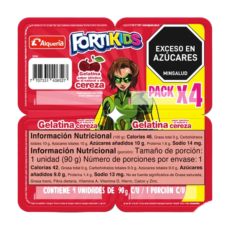 GELATINA FORTI KIDS CEREZA X 4 X 90 GR