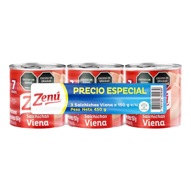 SALCHICHA ZENU VIENA X3 X150 X 7 UND