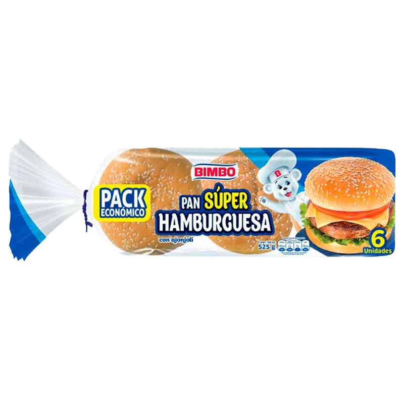 PAN HAMBURGUESA BIMBO CON AJONJOLI  X 6 X 525