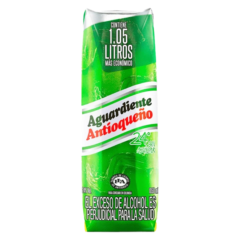 AGUARDIENTE ANTIOQUEÑO SIN AZUCAR 24° X 1050 ML