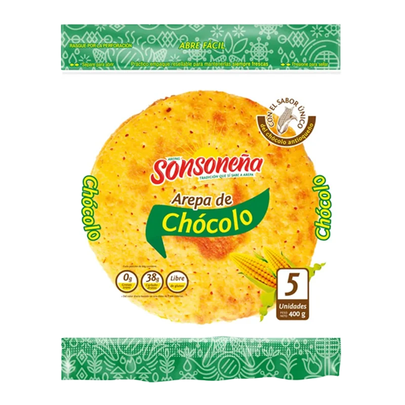 AREPA SONSONEÑA DE CHOCOLO X 5 X 400 GR