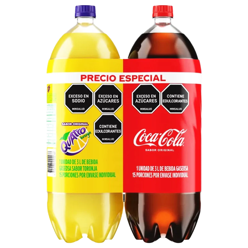 GASEOSA COCA COLA + QUATRO DUO  3 L