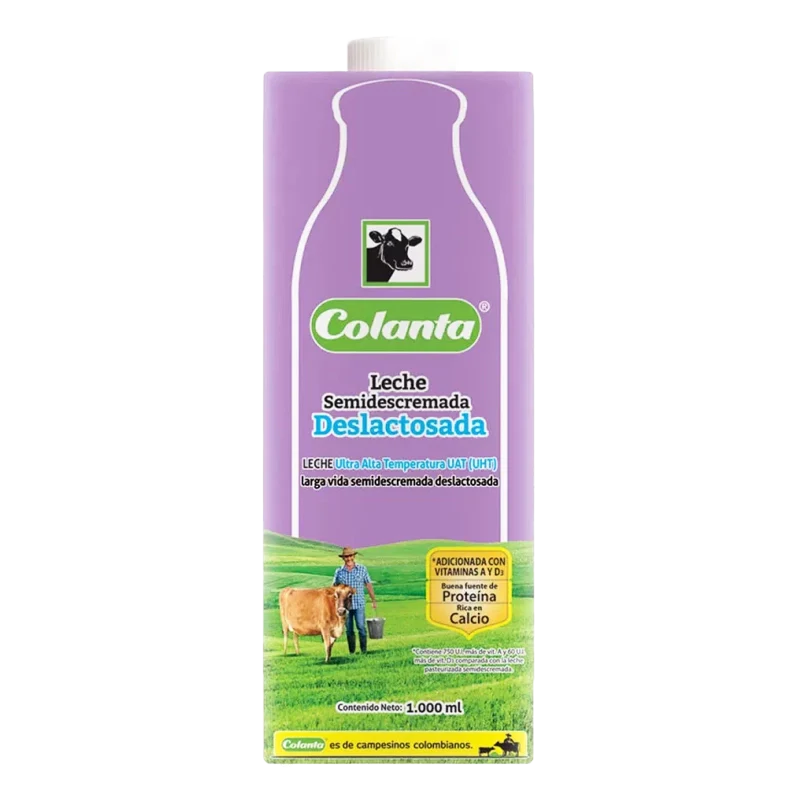 LECHE COLANTA SEMIDESCREMADA DESLACTOSADA UHT TETRA X 1000 ML
