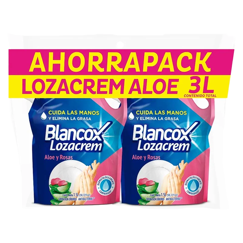 LAVALOZA BLANCOX LOZACREM ALOE ROSAS X 2 X 1500 ML