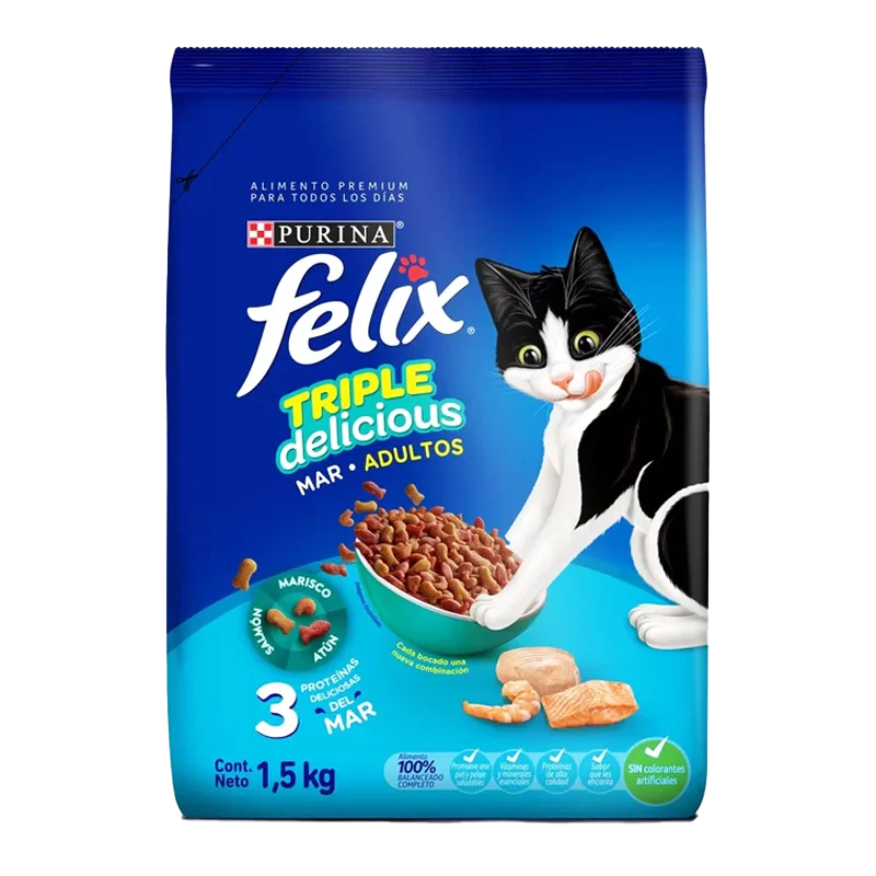 ALIMENTO SECO  GATO FELIX TRIPLE DELICIUS MAR X 1.5 KG