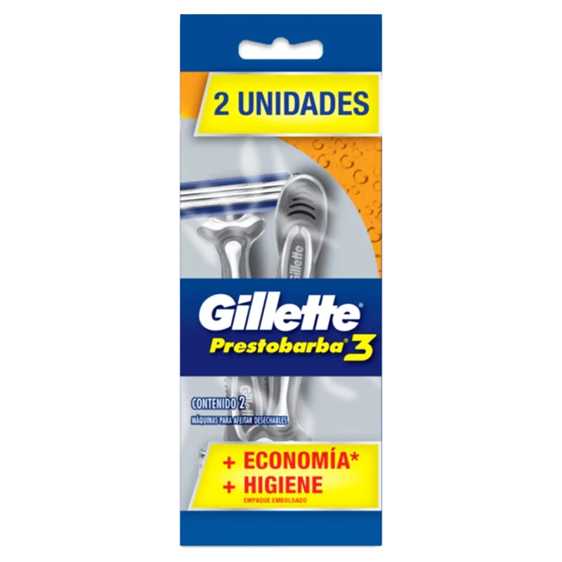 MAQUINA DE AFEITAR PRESTOBARBA 3 HOJAS X 2 UND