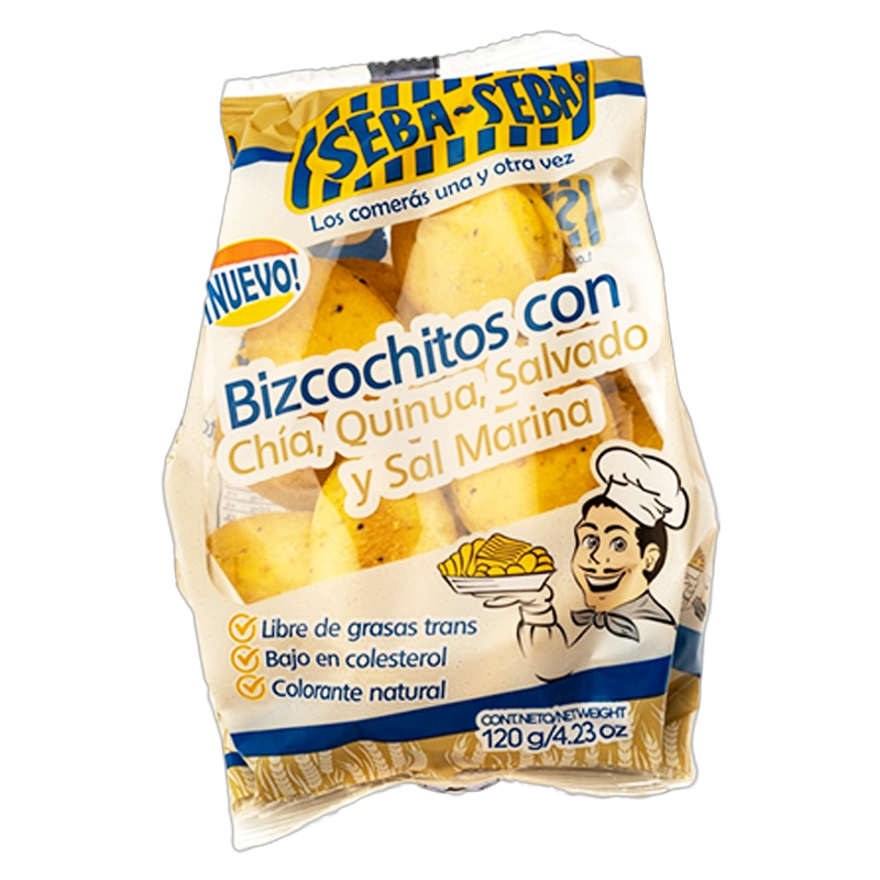 BIZCOCHITO SEBA SEBA CHIA, QUINUA Y SALVADO X 120G