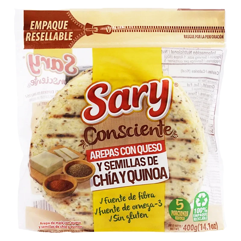 AREPA SARY QUESO CON CHIA X5 X 400 GR