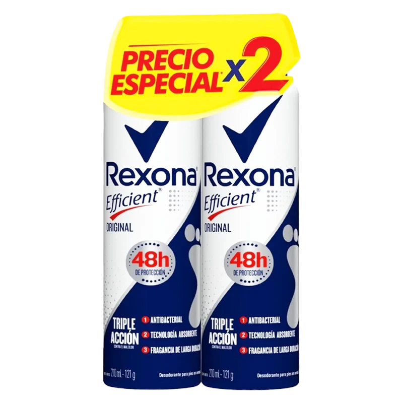TALCO REXONA EFFICIENT AEROSOL X 2 X 210 ML