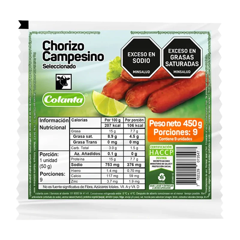 CHORIZO CAMPESINO COLANTA X 450 GR