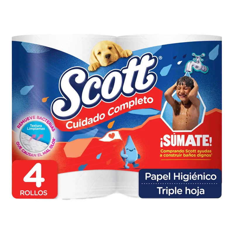 PAPEL HIGIENICO SCOTT MAXI CUIDADO COMPLETO X 4 UND