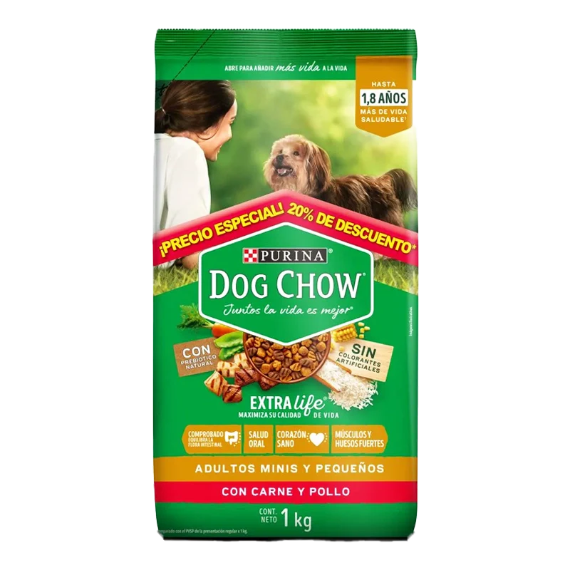 ALIMENTO PARA PERRO DOG CHOW MINIS Y QUEPEÑOS X 1000 GR