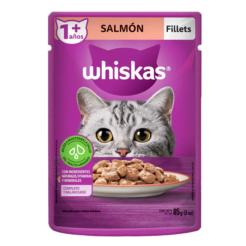 ALIMENTOS HUMEDO PARA GATOS WHISKAS SALMON X 85 GR