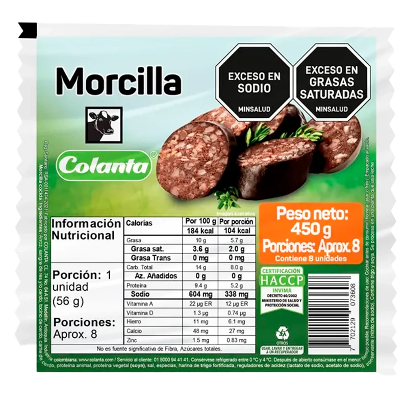 MORCILLA COLANTA X 450 GR