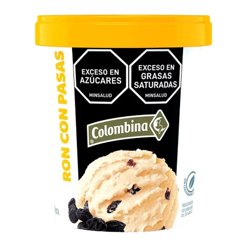 HELADO COLOMBINA RON CON PASAS  X600GR