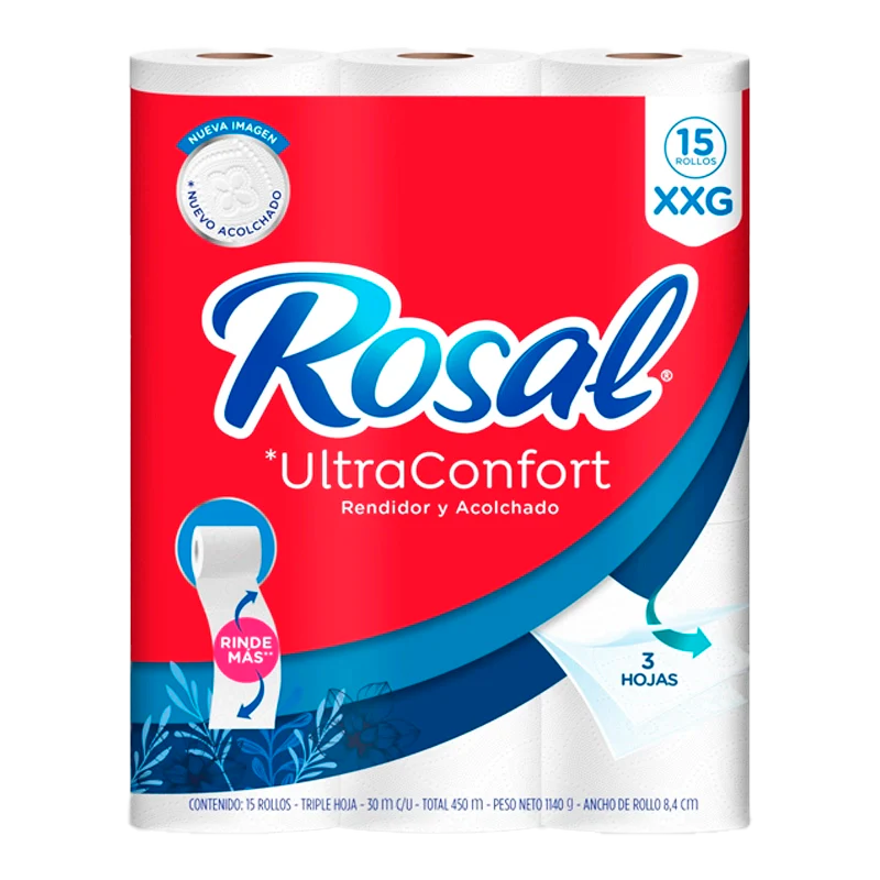 PAPEL HIGIENICO ROSAL XXG X 30 M X 15 UND