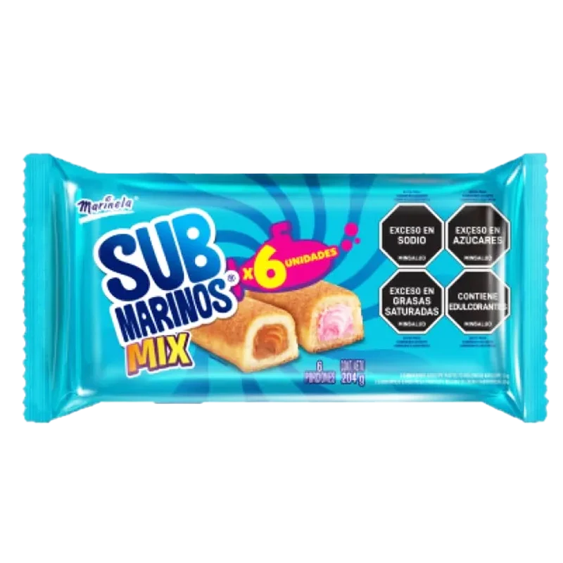 PONQUE SUBMARINO MARINELA SURTIDOS X 6 UNDS X 204 GR