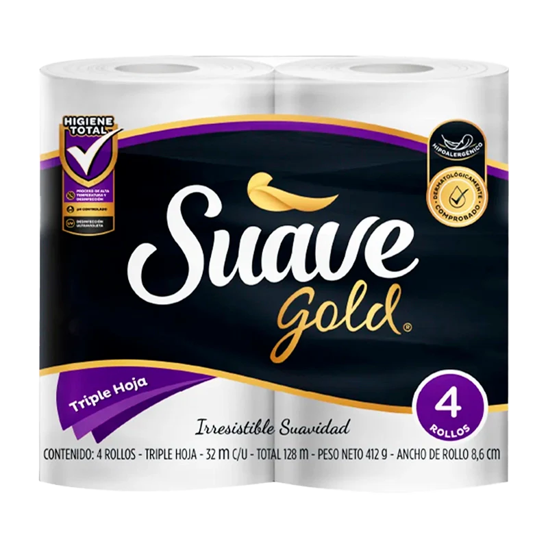 PAPEL HIGIENICO SUAVE GOLD X 4