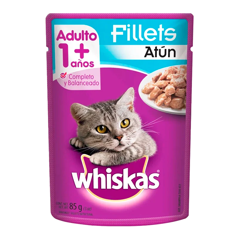 ALIMENTOS HUMEDO PARA GATOS WHISKAS FILLETS ATUN X 85 GR